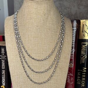 Elegant Silver Beaded Necklace